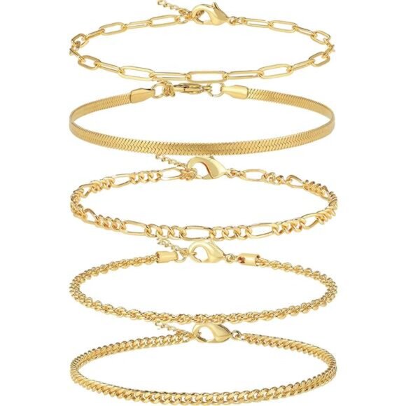 14K Gold/Sterling Silver Plated Anklet Bracelets for Women Waterproof Plus Size - Picture 1 of 7